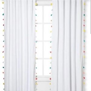 95” Pillowfort Light Blocking Curtain Tassel Panel Set - Bright Pastel